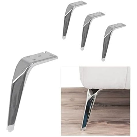 Set di 4 Piedini in Metallo Cromato da 15 cm con Viti per Divani Mobili e Poltrone