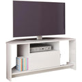Mobile Porta TV Angolare con 3 Vani Aperti e Anta Bianco Lucido, Rovere Chiaro e Grigio