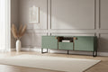 Mobile Porta TV con 2 Ante a Ribalta 1 Cassetto e Vano Aperto Design Nordico Verde e Rovere