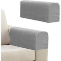 Set of 2 Light Grey Anti-Slip Padded Armrest Covers