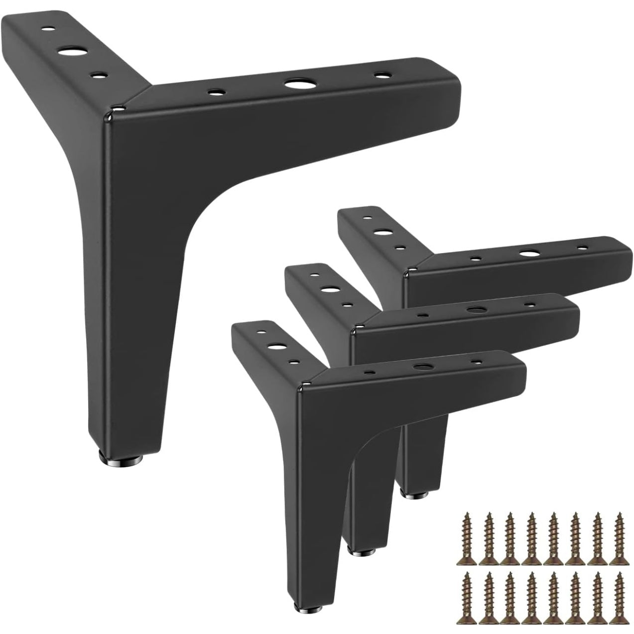 Set of 4 black triangular metal legs, 15 cm high