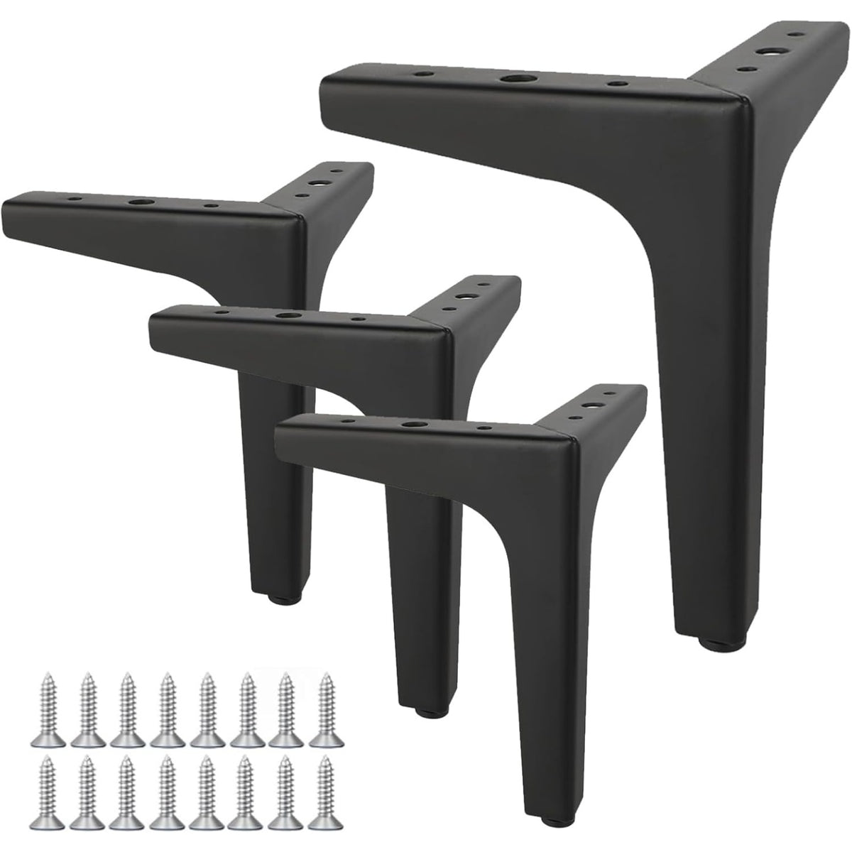 Set di 4 piedini triangolari in metallo nero altezza 15 cm