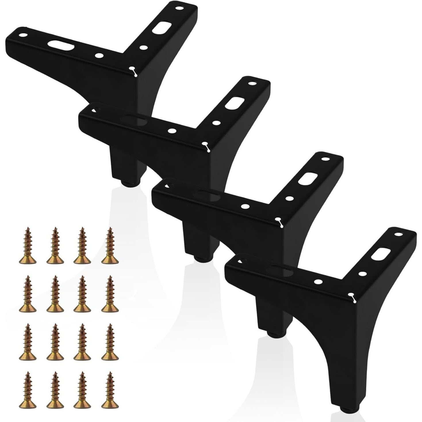 Set di 4 piedini triangolari in metallo nero altezza 10 cm