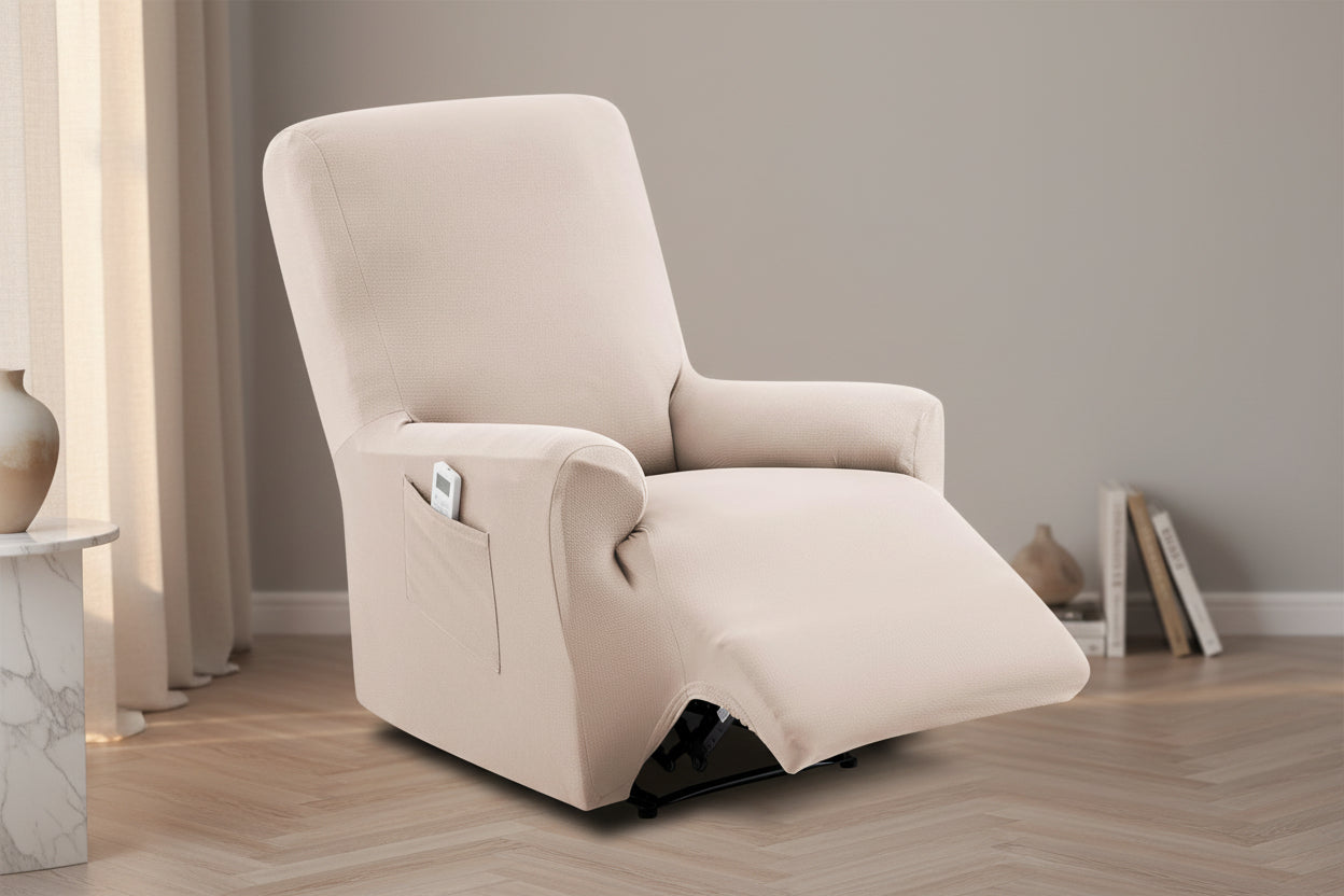 Recliner Relax Stretch Anti-scratch Armchair Cover Beige 70-100 cm
