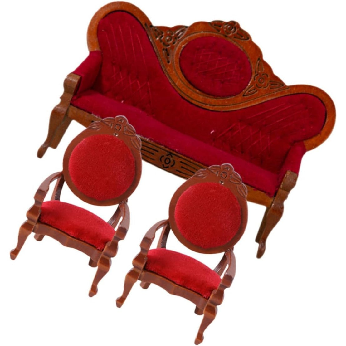 Set di Mini Divano e Poltrone Vintage per Casa delle Bambole e Accessori Decorativi