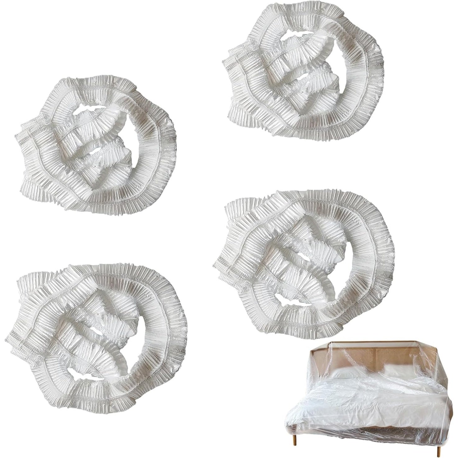 Set of 4 Dustproof Protective Covers for Sofas, Beds, Tables and Furniture