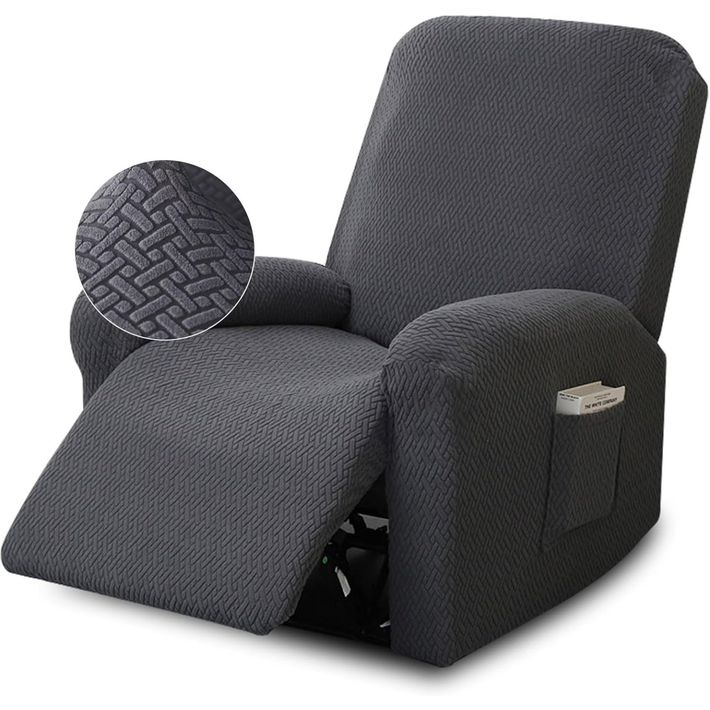 4 Piece Stretch Recliner Cover with Pockets Dark Gray
